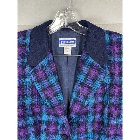Vintage Pendleton Women 8 2 Piece Suit Blazer Skirt Virgin Wool Tartan Plaid 80s - Picture 3 of 16